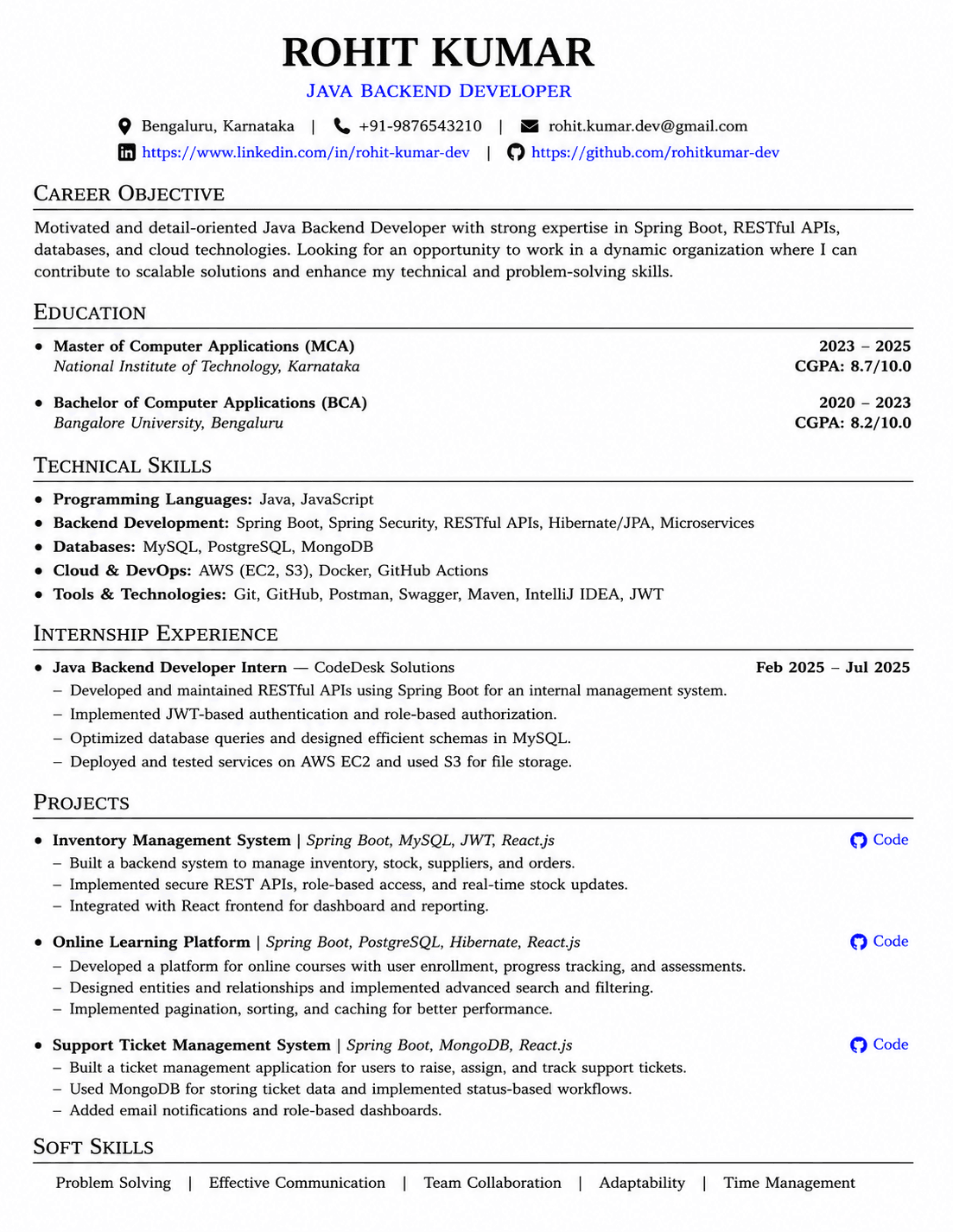 Classic Academic resume template - Professional ATS-friendly design